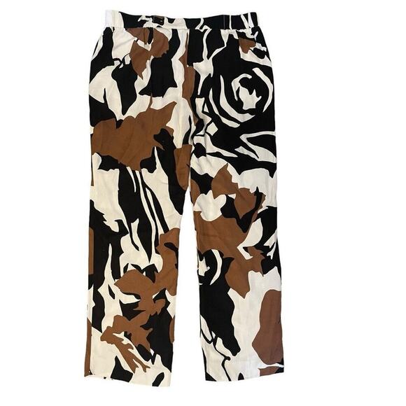 Chico’s NEW 2.5R Straight Leg Pants Abstract Multicolor Linen Blend Womens 14R - Picture 6 of 9